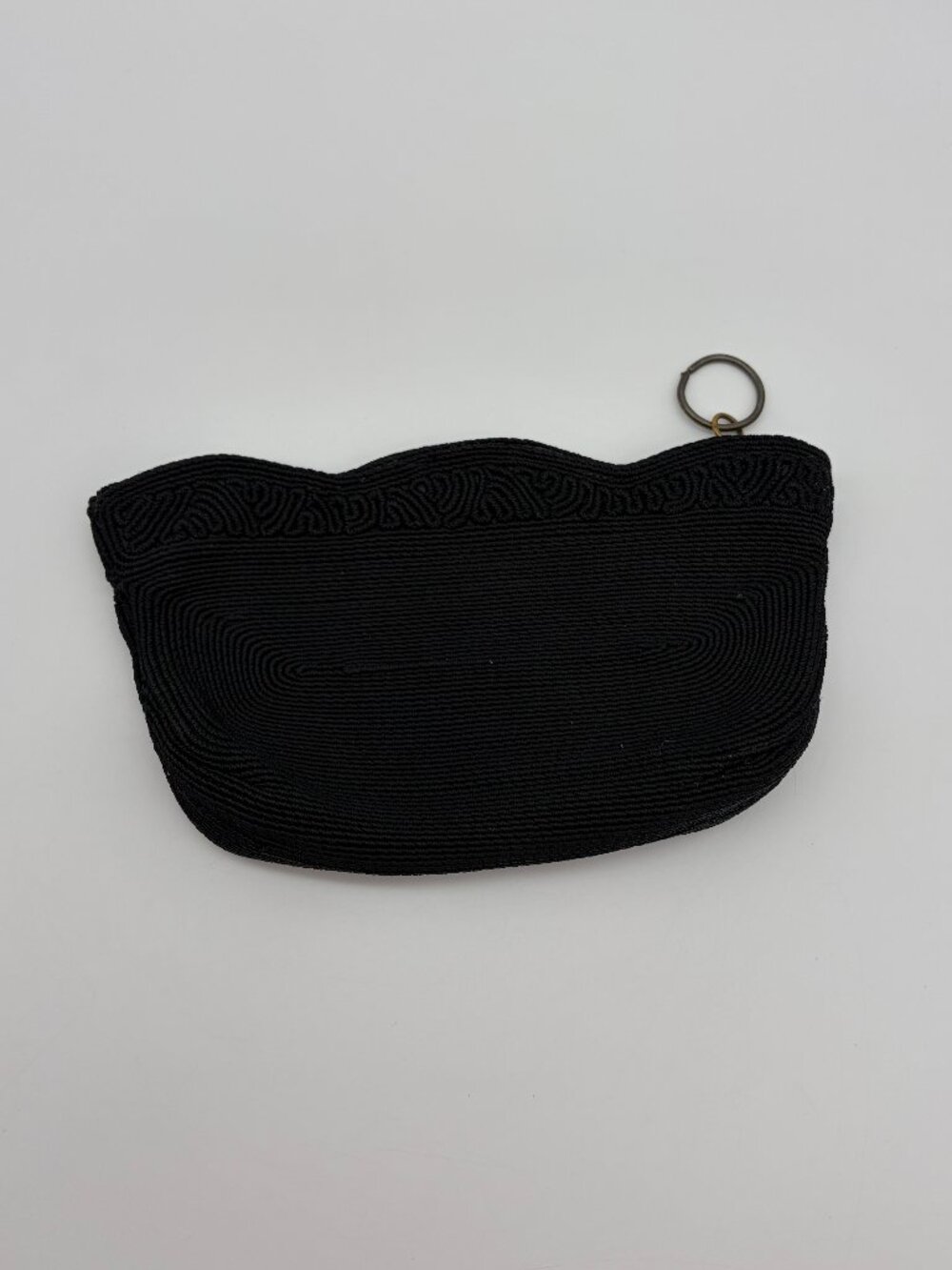 Vintage Cordé Black Corded Purse – Geometric Design – 1940s–1950s – Tiny Clutch